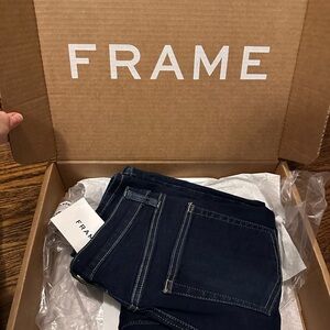 Frame Denim Le High Straight Jeans - Parkway (Dark Blue)